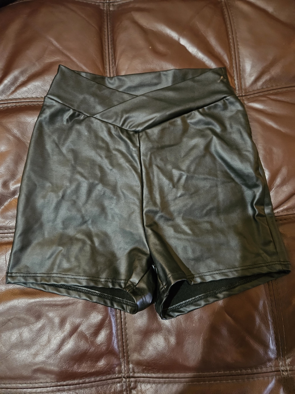 Fashion Nova Black High-Waist Faux Leather Shorts